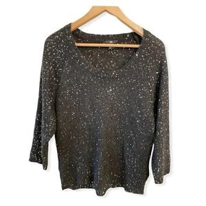 H & M Starry Night Sequence Black Womens Sweater SZ Medium